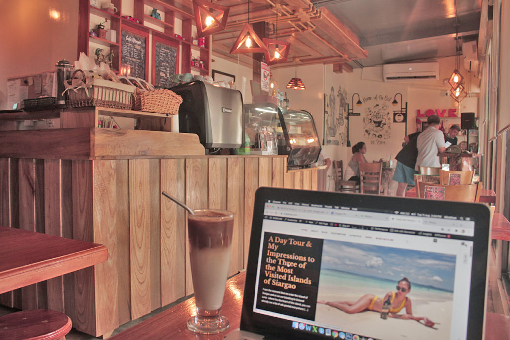 laptop and coffee shop