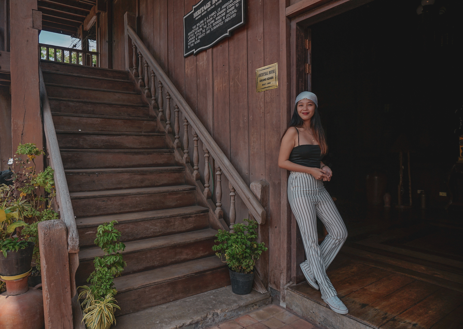 girl on vintage house