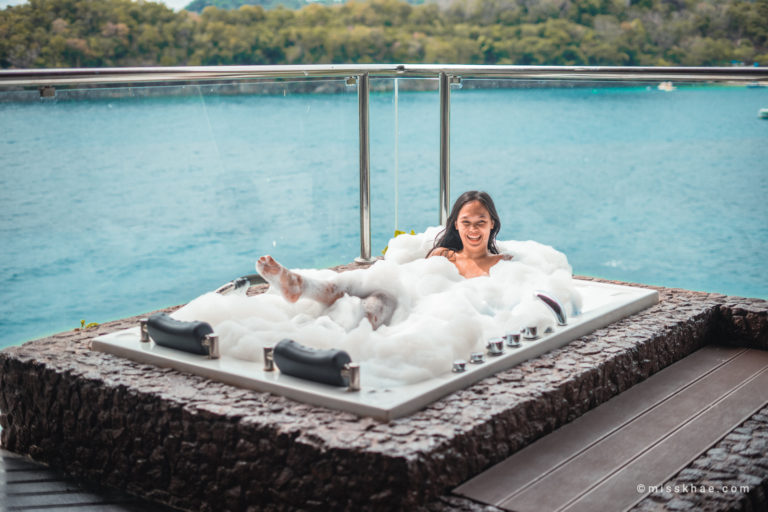 VILLA ANGELINA LUXURY SUITES in Dapitan City: The Luxury Wing of Dakak Park and Beach Resort 1 girl jacuzzi view